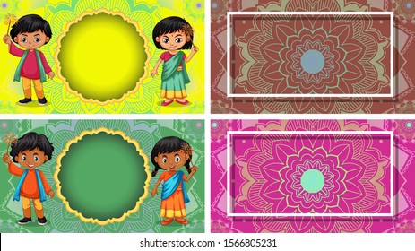 Plantilla de fondo con ilustración de diseños de mandala