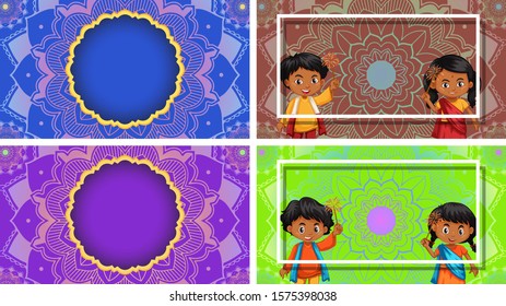Hintergrundvorlage mit mandala-Designs, Illustration