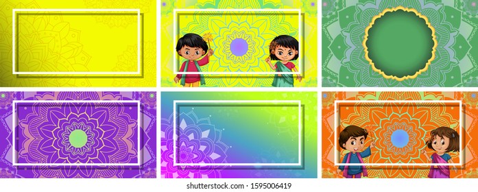 Background template with mandala designs illustration