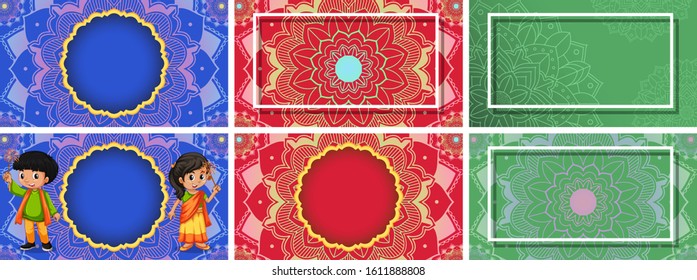 Background template with mandala designs illustration