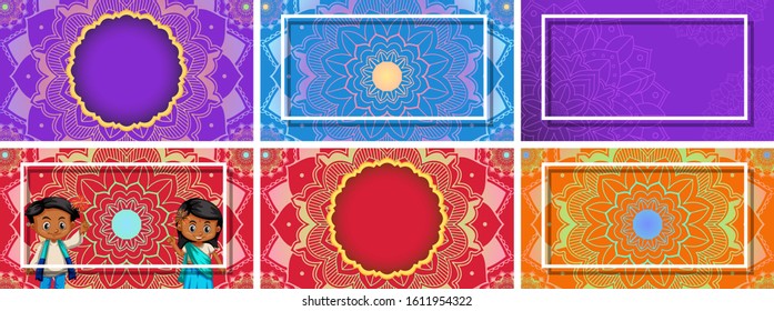 Background template with mandala designs illustration