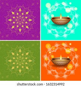 Plantilla de fondo con ilustración de diseños de mandala