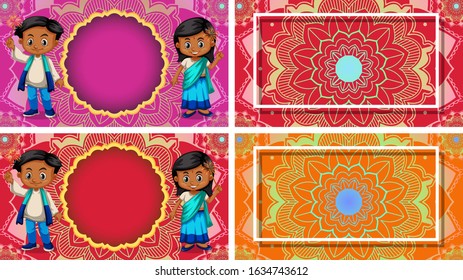 Plantilla de fondo con ilustración de diseños de mandala