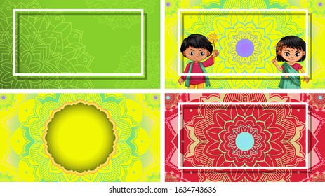 Plantilla de fondo con ilustración de diseños de mandala
