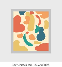 background template with organic objects, simple artistic touch and colorful