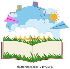 Background template with paper airplanes illustration