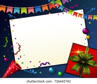 Background template with party flags and present box illustration