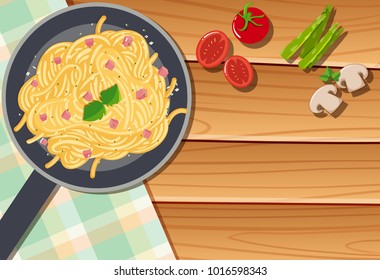 Background template with pasta in pan illustration