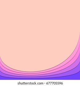 Background template from pink and purple curved stripes - vector stationery graphic with shadow effect