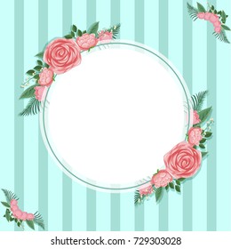 Background template with pink roses on green illustration