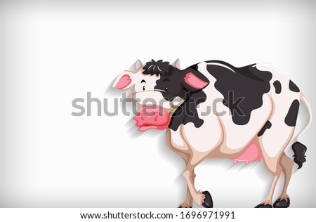 Background template with plain color and cow illustration