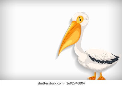 Background template with plain color and cute pelican illustration