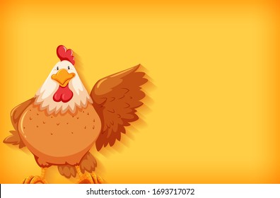 Background template with plain color and fat chicken illustration