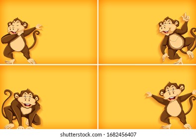 Background template with plain color and monkey illustration
