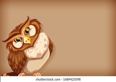 Background template with plain color and owl illustration