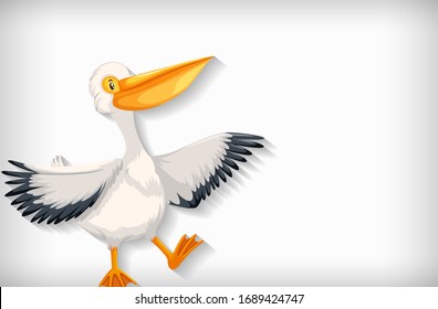 Background template with plain color and pelican bird illustration