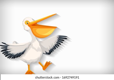 Background template with plain color and pelican bird illustration