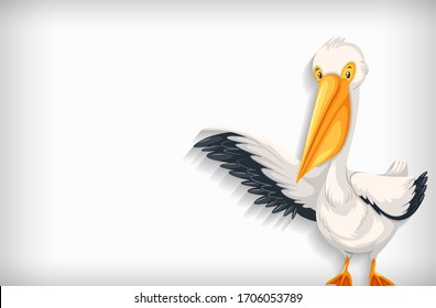 Background template with plain color and pelican bird illustration