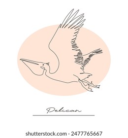 Background template with plain color and pelican flying illustration