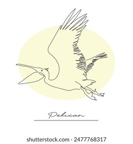 Background template with plain color and pelican flying illustration