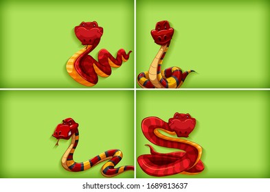 Background template with plain color and red snake illustration