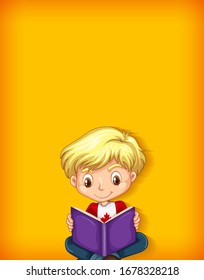 Background template with plain color wall and happy boy illustration