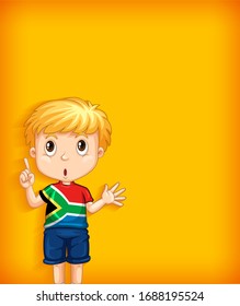 Background template with plain color wall and happy boy illustration