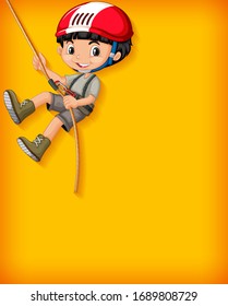 Background template with plain color wall and happy boy illustration