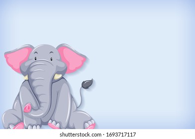 Background template with plain color wall and happy elephant illustration