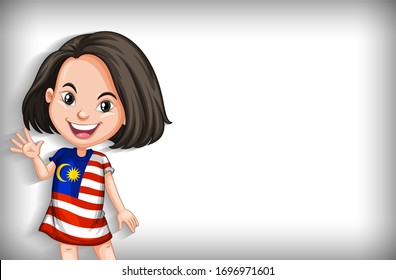 Background template with plain color wall and happy girl illustration