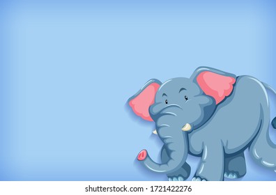 Background template with plain color wall and happy elephant illustration