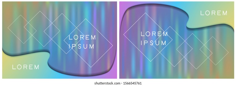 background template with pop color modern design. rainbow lights for the ground and crative 3d wave for frame.
