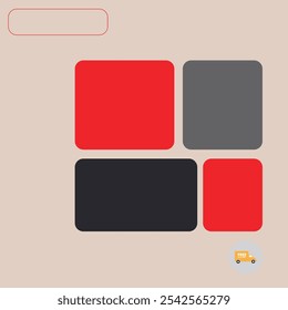 Background template for products with red, gray and black squares and copy space