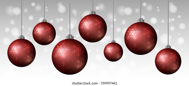 Background template with red christmas balls illustration