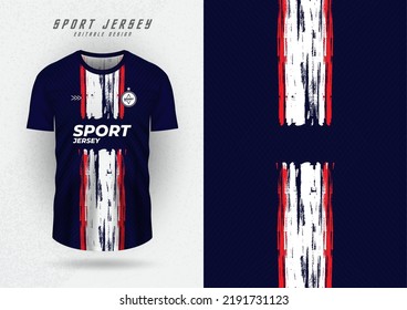 Background template for sports jerseys, jerseys, running shirts, navy blue with white and red center stripes.