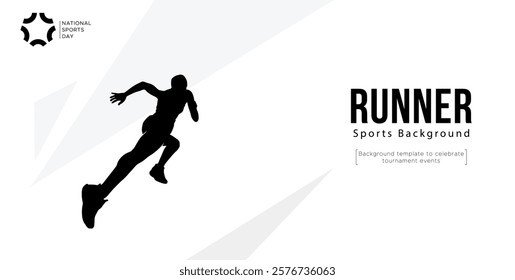 background template for sports tournament celebration event featuring silhouettes of runners. running athlete silhouette