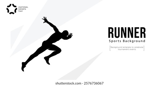 background template for sports tournament celebration event featuring silhouettes of runners. running athlete silhouette