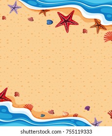 Background template with starfish on the beach illustration