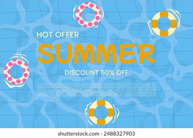 background template for summer edition wit pool illustration