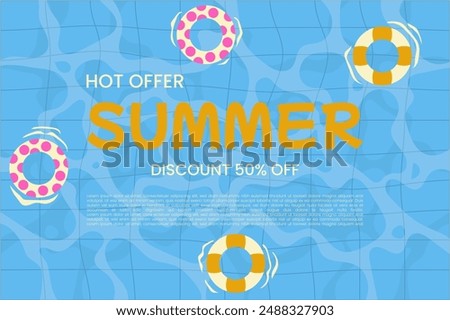 background template for summer edition wit pool illustration