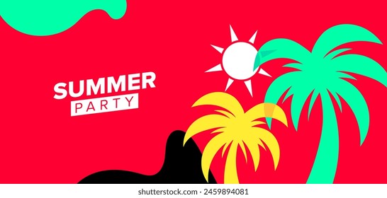 background template summer party collection with empty space for your text design