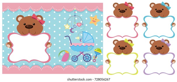 Background template with teddy bears illustration