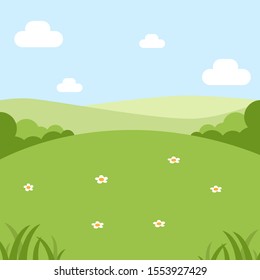 The background template uses a children's garden filled with green grass and a blue sky with white clouds. for backgrounds with children's themes