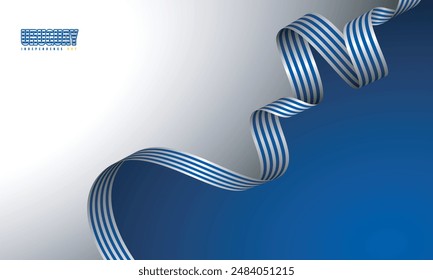 Background template with waving blue white ribbon in blue white background for uruguay independence day campaign template