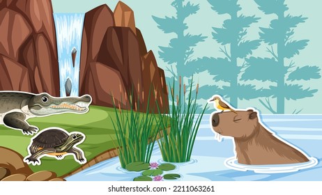 Background template of wild animals illustration