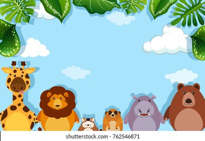 Background template with wild animals illustration