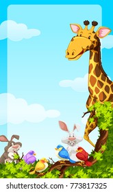 Background template with wild animals illustration