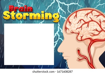 Background template with word brain storming  illustration