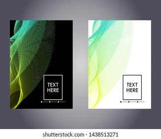 Background templates for brochures, books, magazines, leaflets with two different colors with colorful wavy lines