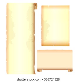 Background templates in the form of an ancient papyrus. In a set of papyrus scroll and sheet of old paper.